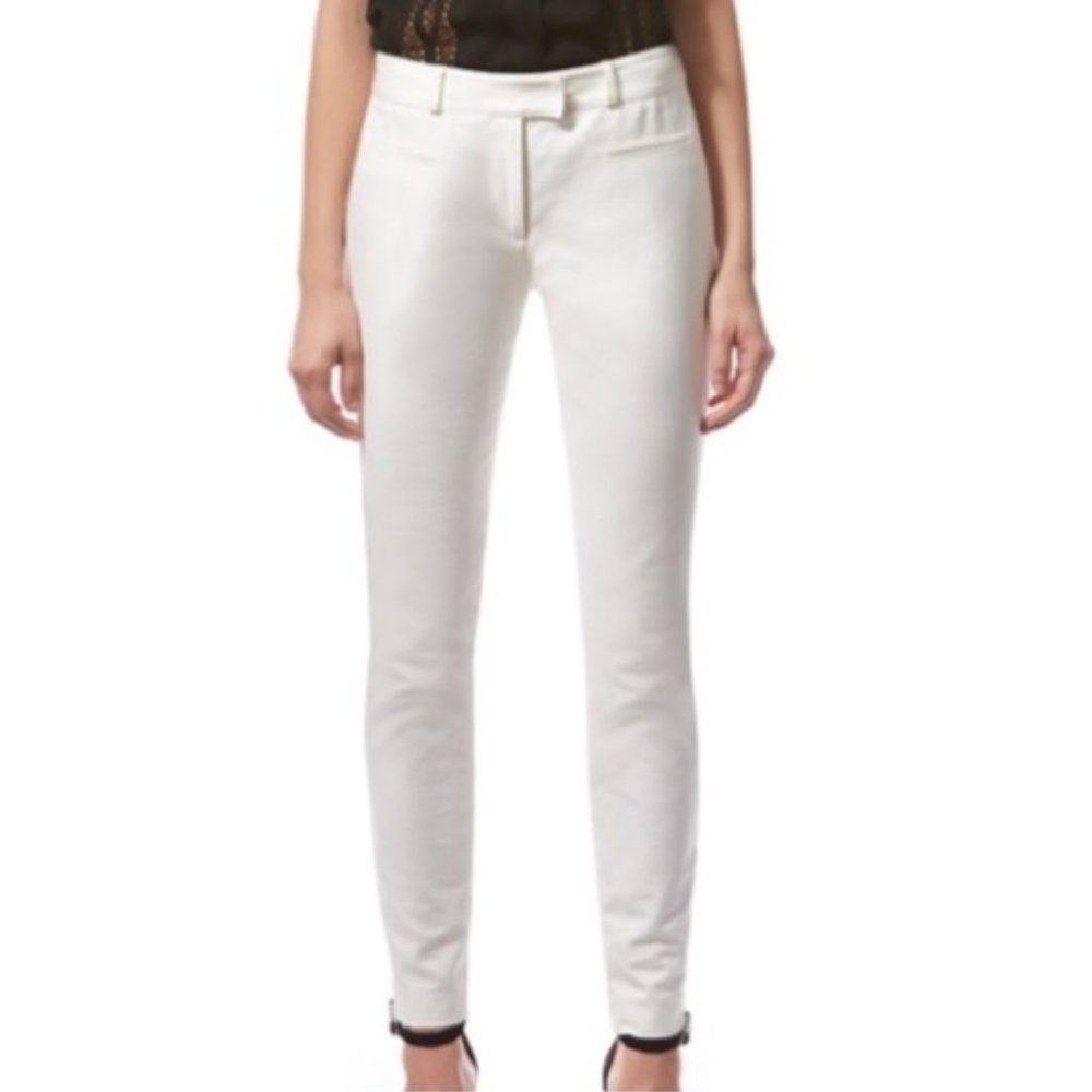 Veronica Beard White Ankle Zip Stretch Skinny Pants Size 6